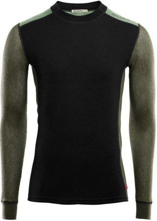Aclima Aclima M's WoolNet Hybrid Crewneck Jet Black/Olive Night/Dill