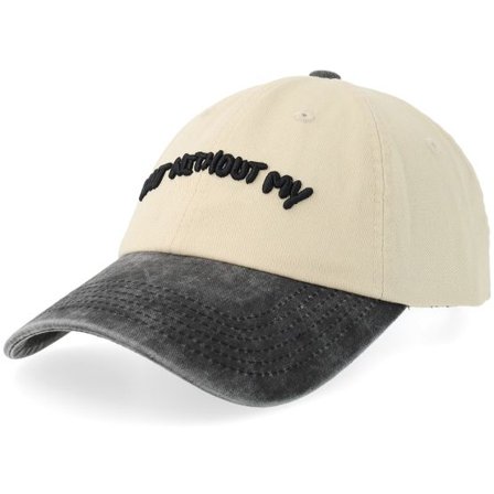 Pica Pica - Beige unconstructed Keps - Not Without My Beige/Black Dad Cap @ Hatstore