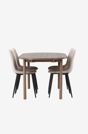 Venture Home - Spisegruppe Andy med 4 stk stoler Polar - Brun - Spisegruppe 4 personer - Fra Homeroom