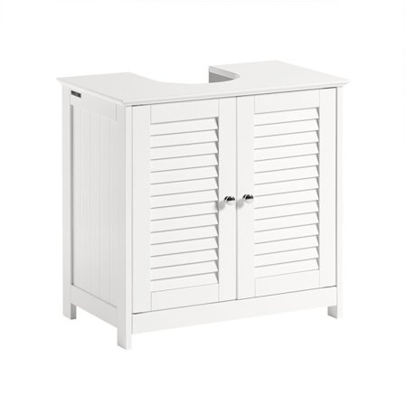 SoBuy Underskab til vask med 2 døre i hvid 60x35x58cm, rustik FRG237-II-W