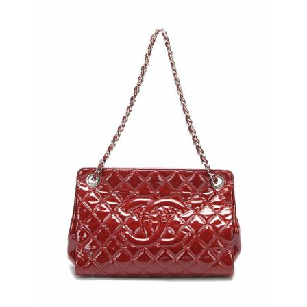 Chanel Vintage Shoulder Tass , Rood , Dames , Maat: ONE Size Vintage Tassen