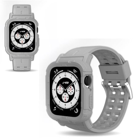 Apple Watch 42mm - 44mm multi-hole silicone watch strap - Grey / Size: L
