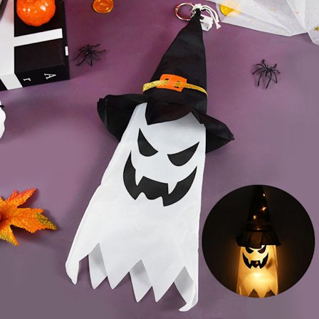 Mub- Halloween Decoration LED Flashing Light Ghost Halloween Party Dress Up Glowing Wizard Ghostt Lamp Outdoor Bar Hanging Lighting