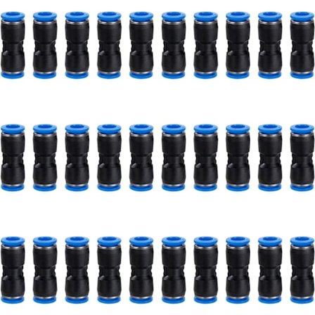 Pneumatisk kobling 4mm hurtigkobling komprimert luft rett trykk inn plast luftledning rørtilbehør 30 stykker