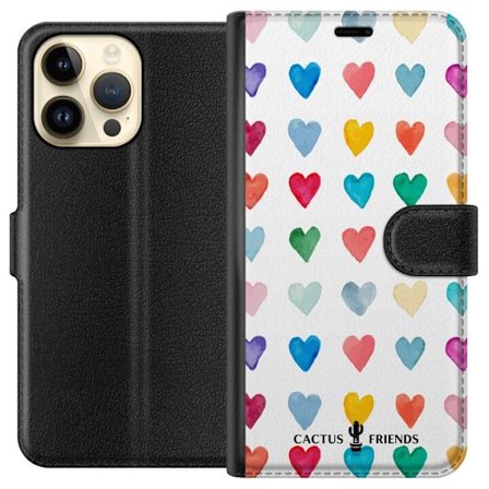 Yhteensopiva Lompakkokotelo Apple Apple iPhone 14 Pro Max Cactus and Friends - Watercolor Love Grid