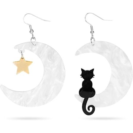 Halloween-kuu-korvakorut, Kissa kuussa roikkuvat korvakorut akryyli tyylikkäät söpöt eläin kuu tähti koukku korvakorut lahja