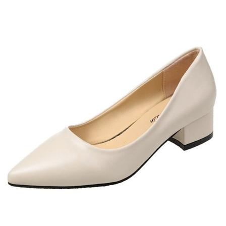 Dam Flats Loafers Slip On Shoes Block Dress Shoes Pointy Toe Beige Matt 37