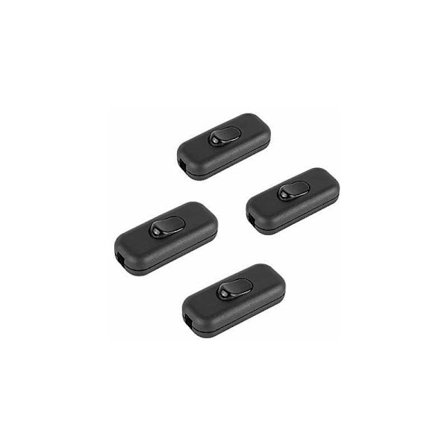 6 A to-polet afbryder, inline-kabelafbryder til små enheder eller lamper, sort - 4-pak