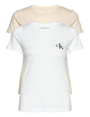 2-Pack Monogram Slim Tee T-shirts & Tops Short-sleeved Vit Calvin Klein Jeans