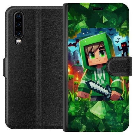Yhteensopiva Lompakkokotelo Huawei P30 Minecraft peluri poika vihreä huppari pikseliseikkailu poika miekka Minecraft taidesuunnittelu