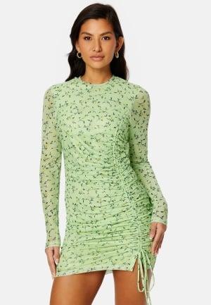 BUBBLEROOM Melandra mesh dress Green / Floral XS Green / Floral Kjoler Dam