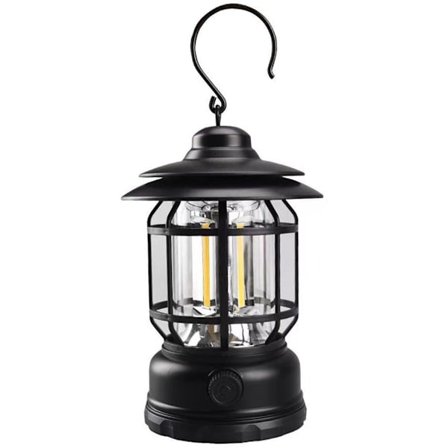 ING Teltlamper Lanterne Teltlampe Lampe Batterilampe LED Lampe Retro Lampe Genopladelig LED Nødlanterne Ophængelig Genopladelig Sort
