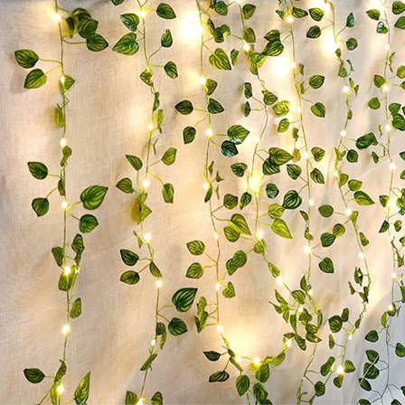 Udendørs solcelle-fe-lys, 50LED 5M/16.4Ft vandmelon blad streng lys 8 mønstre udendørs, egnet til Halloween, jul, bryllup og fødselsdag