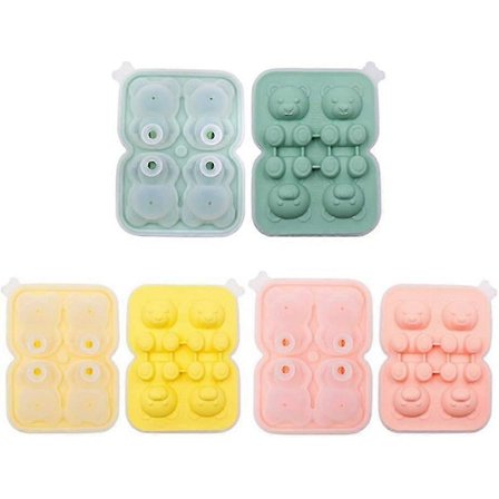 Söt Nallebjörn Isbitsform - 3-delat Set med Behållare, Silikagel, för Frys