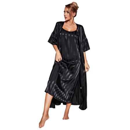 Dampyjamas i sidensatin Lätt set Black XL