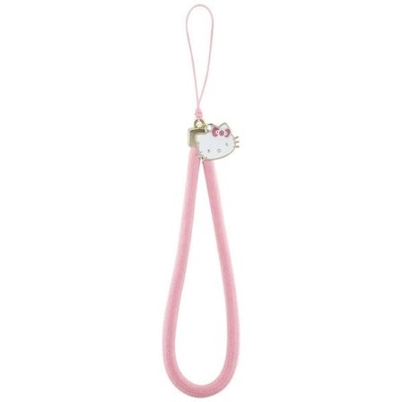 Hello Kitty Nylon Cord Kitty Head Phone Charm - Rosa