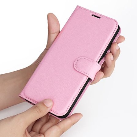 Fodral för Samsung S25 Plus rosa flip läderställ plånbok läder