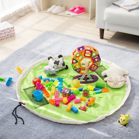 Leketøyspose, 150 cm bomull stor leketøyspose organiseringsmatte lekeorganisator for baby barn