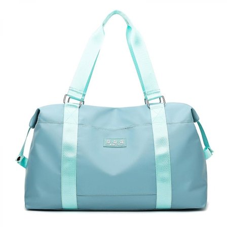 Damesmote Stor Kapasitet Bærbar Reiseveske Kort Avstand Reise Vanntett Treningsveske Cyan Blå