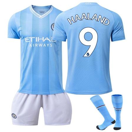 2324 Manchester City hjemmebane fotballdrakt Haaland med sokker 26(140-150cm)