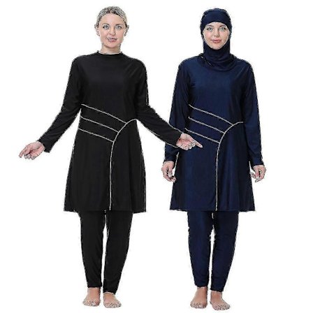 Dame Badedragt 3xl-8xl Patchwork Muslimsk Heldragt Tankinis 3 stk. Hijab Lange Ærmer Sports Badetøj Islamisk Burkinis Tøj