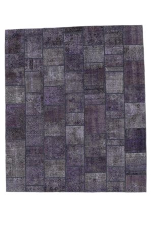 Patchwork Matta Modern Svart/Mörklila Stor (Ull, Persien)