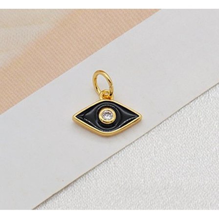 Evil eye nazar sort, rødt, hvidt øje med kæde 18k forgyldt