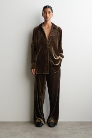 COS Women's Camicia In Velluto in Marrone