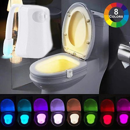8-färgad LED-toalett Nattljus Rörelsesensor Skål Glödavkännande Badrum Uv-lampa Present