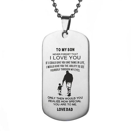 Till Min Son Jag Älskar Dig Halsband Rostfritt Stål Tag Halsband Militär Hänge Hund Tag Kedja Kärleksgåva