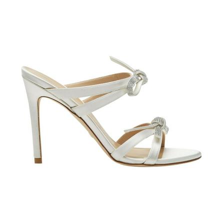 Stuart Weitzman, SW BOW 100 Slide Sandals Wit, Dames, Maat:36 EU