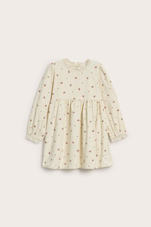 Newbie | Blomstrete manchesterkjole | Lys beige
