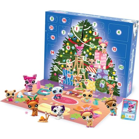 Pet Shop Julekalender - 8 Pet Shops og 16 Tilbehør - 24 Dages Julekalender - Dyreminifigurer - Xin