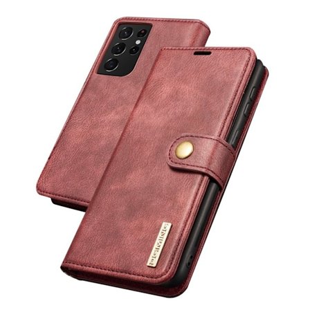 DG.MING Samsung Galaxy S21 Ultra 2-in-1 lompakkokotelo - Punainen