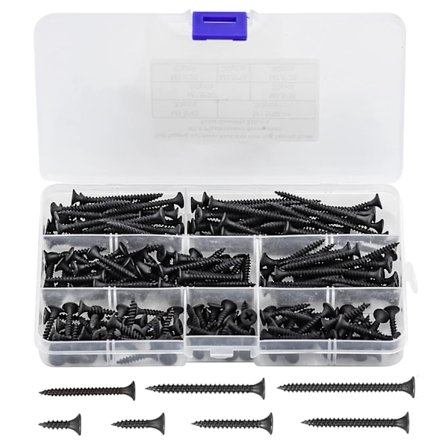 220 stk. M3.5 Sorte Træskruer Sortiment Selvspændende Træscrew