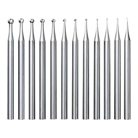 12 stk. Rund Form Kuglefræsersæt - 3/32 tommer Skaft Smykkefremstilling Fræsere Rund Kugleform Graveringsbit