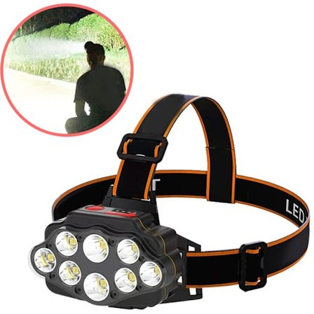Vattentät USB-laddnings Pannlampa Super Stark 8 LED Uppladdningsbar Pannlampa för Nattvandring, Vandring, Fiske, DUBUNS