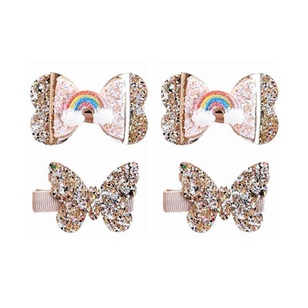 Glitter Guld Sløjfer Hårklemme Til Piger, Sommerfugl Regnbue Hårspænder Til Baby Pige Småbørn, Hårtilbehør Fødselsdagsfestartikler