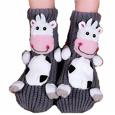 Voksen Jul Skridsikre Strikkede Gulv Sutsko Sokker Med Sød 3D Tegneserie Dyr H