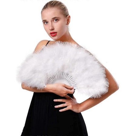 Fjäderfällbar Fläkt 1920-tals Vintage Stil Flapper Handfläkt_Speciella gåvor