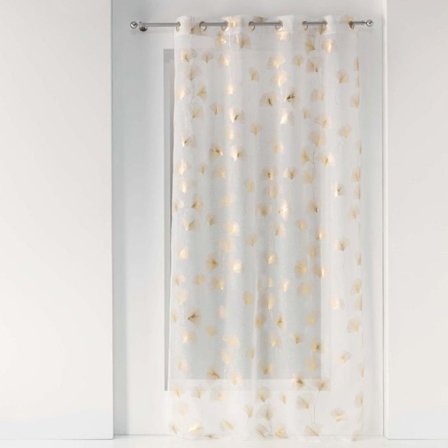 Voilage - INRE MINGEL - GINKGOLD - 140 x 240 cm - Elegant tryck - Ögonlets