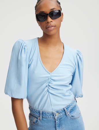 Gestuz Rifagz Ss Balloon Blouse - Blue - XS