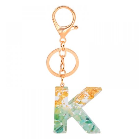 Dame nøkkelring med stor bokstav, bokstav nøkkelring, sjarm nøkkelring, veske sjarm