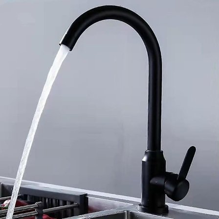 Kökets Kran Spray Enhandtag Rostfritt Stål Varm och Kall Blandare Kran Roterande Kökskran Mässing Sprayfärg Svart Kökskran