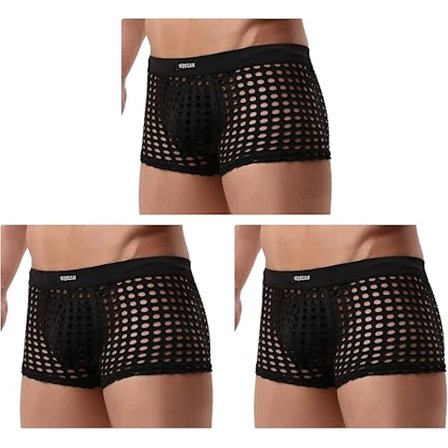 Sexy undertøy for menn pustende mesh boxer briefs trunks 3pcs xl