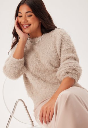 Pieces - Pcnairy Ls Oneck Knit - Silver Gray