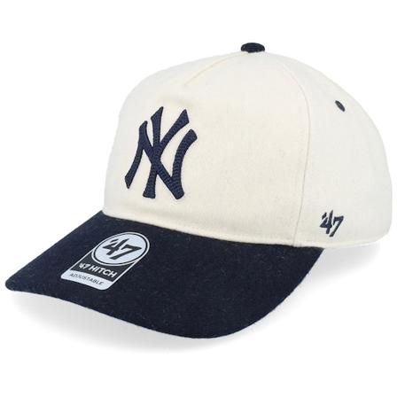 47 Brand - New York Yankees Chain Stitch Tt Hitch Lc Natural/Black Dad Cap Unconstructed White Cap - MLB @ Hatstore
