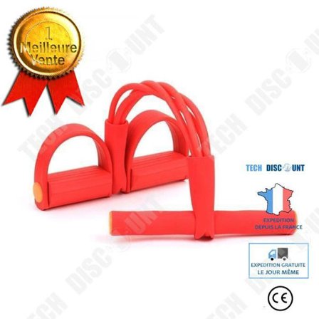 TD Bodybuilding Kramp i midjan Träning Yoga Hjälptillbehör Sit Up Pull Pedal Fyra Tube Pull - Modell: Röd