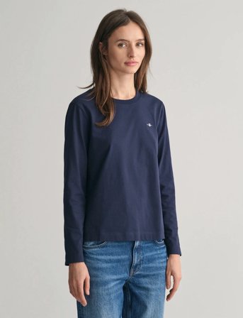 GANT Reg Shield Ls T-Shirt - Navy - M