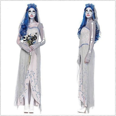 Corpse Bride Bröllopsklänning Set Dam Halloween Karneval Party Cosplay Kostym[D] L